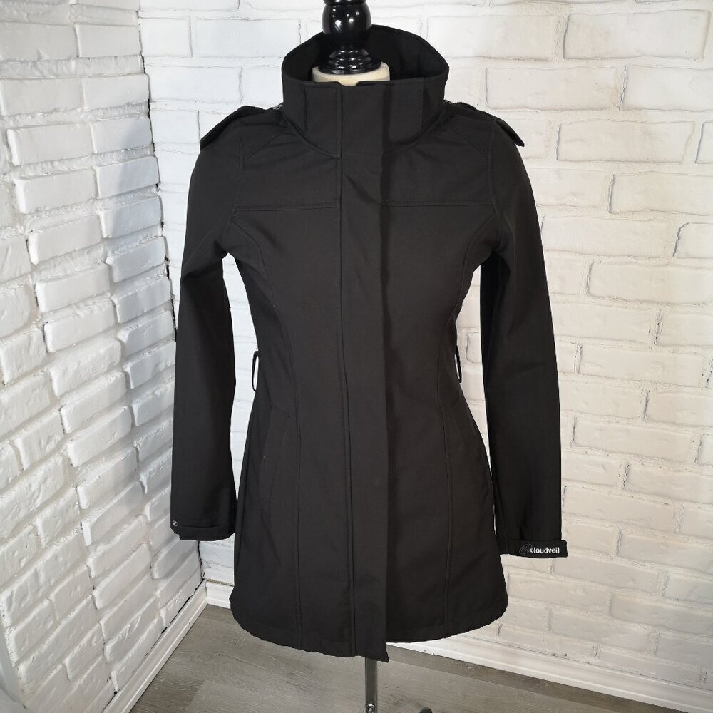 Cloudveil Ladies Size XS Black Faux Fur Lined Soft Shell Jacket with Hood